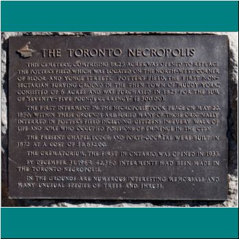 Toronto Necropolis plaque - Photo by Ulli Diemer