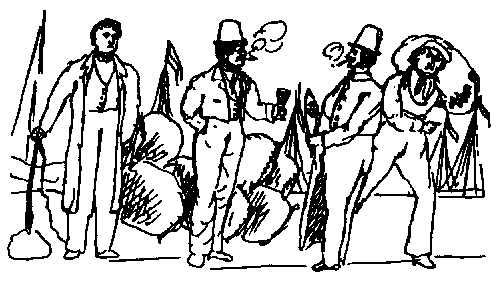 drawing of group of young men