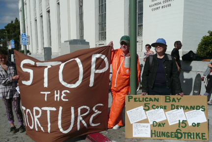 vigil supporting Pelican Bay's hunger strikers, Oakland
