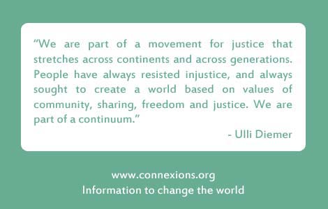 Ulli Diemer: We are part of a movement for justice that stretches across continents and across generations. People have always resisted injustice, and always sought to create a world based on values of community, sharing, freedom and justice. We are part of a continuum.