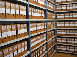 Shelves filled with archival materials